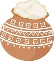 Illustration of mud pot full of rice. vector