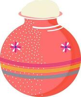 Flowers and dotes decorated pongal mud pot. vector