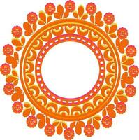Orange floral mandala design. vector