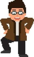 Pixel art illustration of businessman. vector