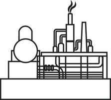 Flat line art illustration of Industrial processing plant. vector