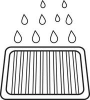 Black line art drain with drop. vector