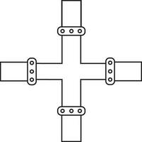 Black line art joint pipe icon. vector