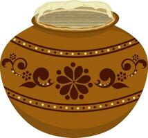 Isolated mud pot full with rice. vector