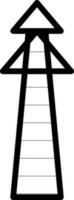 Line art icon of electricity tower in flat style. vector