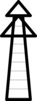 Line art icon of electricity tower in flat style. vector