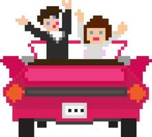 Pixel art illustration of couple. vector