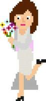 Pixel art illustration of girl. vector