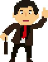 Pixel art illustration of businessman. vector