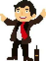 Pixel art illustration of businessman. vector