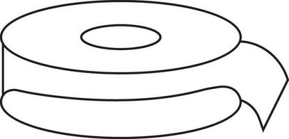 Isolated round measruring tape in black line art. vector