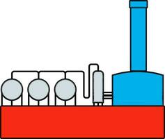Flat style pictogram of oil refinery machine. vector