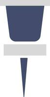 Flat icon of push pin in gray and blue color. vector