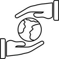 Icon of hands with earth. vector