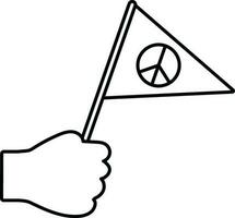 Peace sign flag in hand. vector