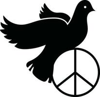 Icon of bird on peace sign. vector