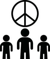 Three stand man with peace of icon. vector