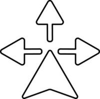 GPS sign with navigation arrows, line art icon. vector