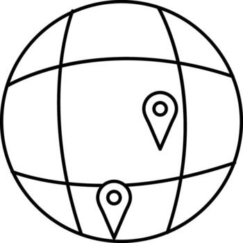 Globe with map pointers icon, location finder around the earth. vector