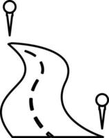 Line art icon of pathfinder with map pins. vector