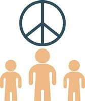 Three man stand with peace icon. vector