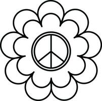 Icon of flower inside peace sign. vector