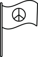 Stroke style of flag in peace icon. vector