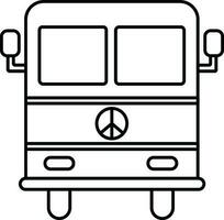 Stroke icon of bus with peace sign. vector