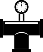 Pipeline with gauge in black and white color. vector