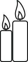 Stroke style of two candles in flames. vector