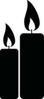 Black color of two candles in flames. vector