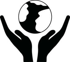 Icon of hand releasing earth. vector