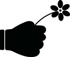 Icon of flower in hand. vector