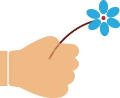 Icon of color flower in hand. vector