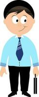 Character of Businessman holding briefcase. vector