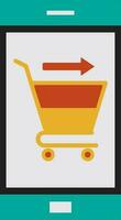 Shopping kart in smartphone for online payment. vector