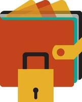 Wallet with security icon. vector