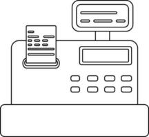 Black line art cash register. vector