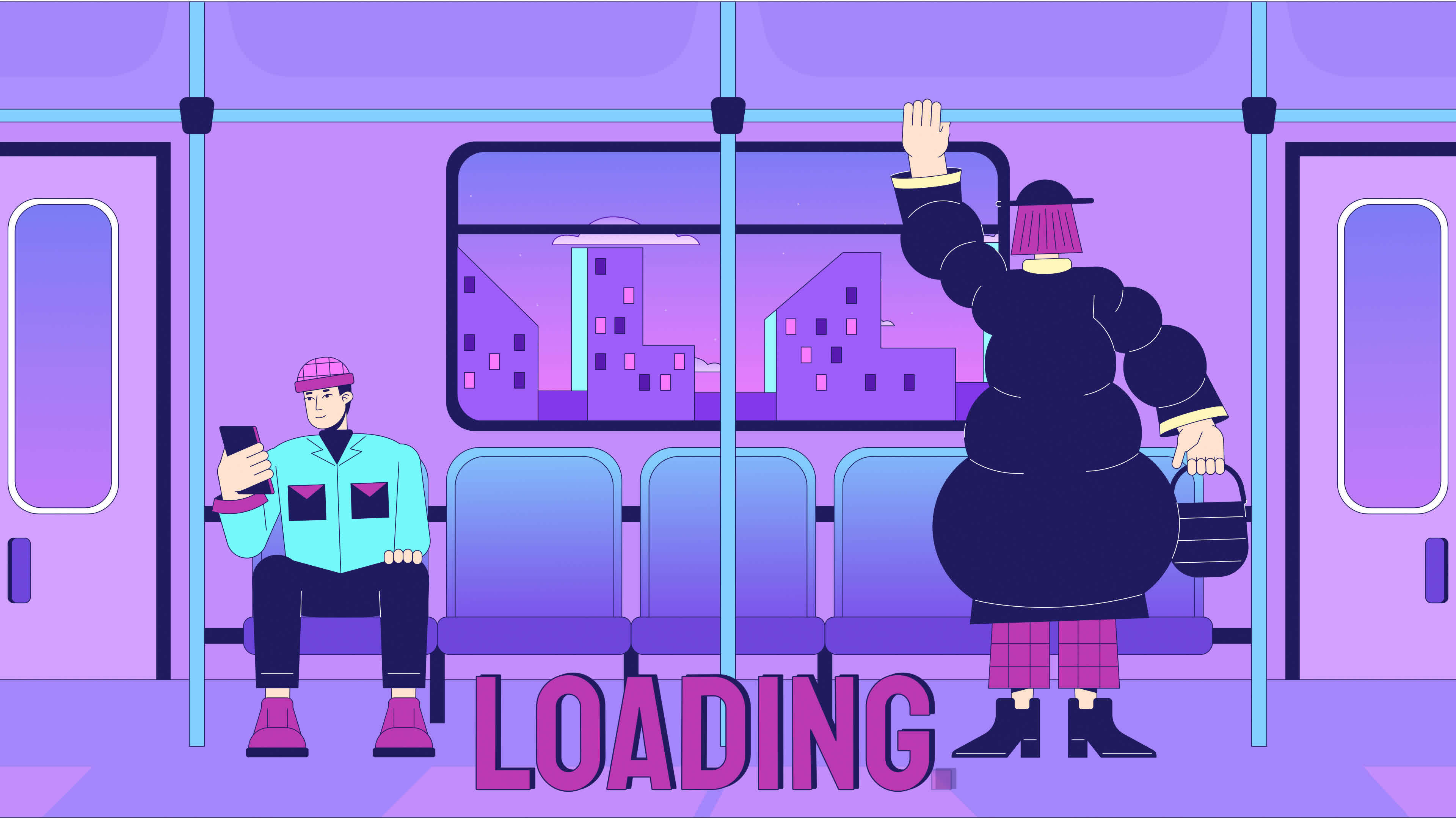 Commuter rail loader animation. Public transport. Rail travel. Train
