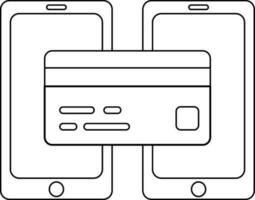 Card payment method in smartphone. vector