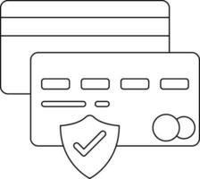 Payment card with shield sign. vector