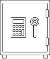 Locked vault safe in line art illustration. vector