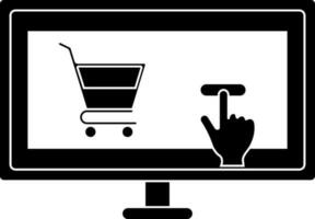 Basket in desktop screen for online shopping. vector