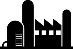 negro y blanco plano estilo ilustración de un fábrica. vector
