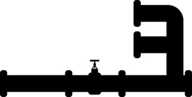 Illustration of pipeline with globe valve in black color. vector