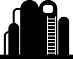 Black and white illustration of a factory in flat style. vector