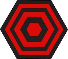 Red and black hexagonal shape. vector