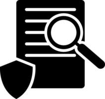 Document with magnifying glass and security symbol. vector