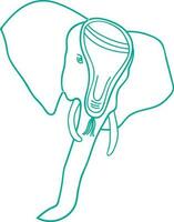 Flat line art illustration of an elephant face. vector