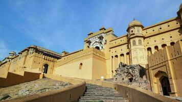 amer fort tid upphöra på en solig dag. jaipur, rajastan, Indien. video